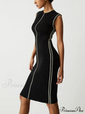Contrast Piping Graceful Midi Sweater Dress image 1