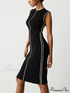 Contrast Piping Graceful Midi Sweater Dress image 1
