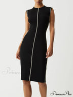 Contrast Piping Graceful Midi Sweater Dress image 2