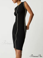 Contrast Piping Graceful Midi Sweater Dress image 3