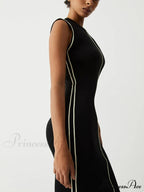 Contrast Piping Graceful Midi Sweater Dress image 4