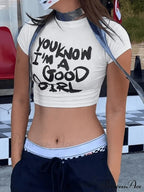 Contrast Short Sleeve Trendy Logo Graphic Oversized Tee image 3