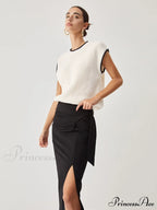 Contrast Trim Graceful Chunky Knit Vest image 5