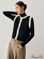 Contrast Trim Graceful Knit Vest image 3