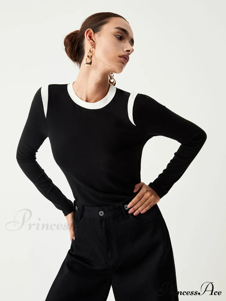 Contrast Trim Graceful Long Sleeve Shirt image 1