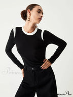 Contrast Trim Graceful Long Sleeve Shirt image 1