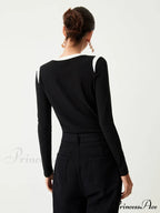 Contrast Trim Graceful Long Sleeve Shirt image 2