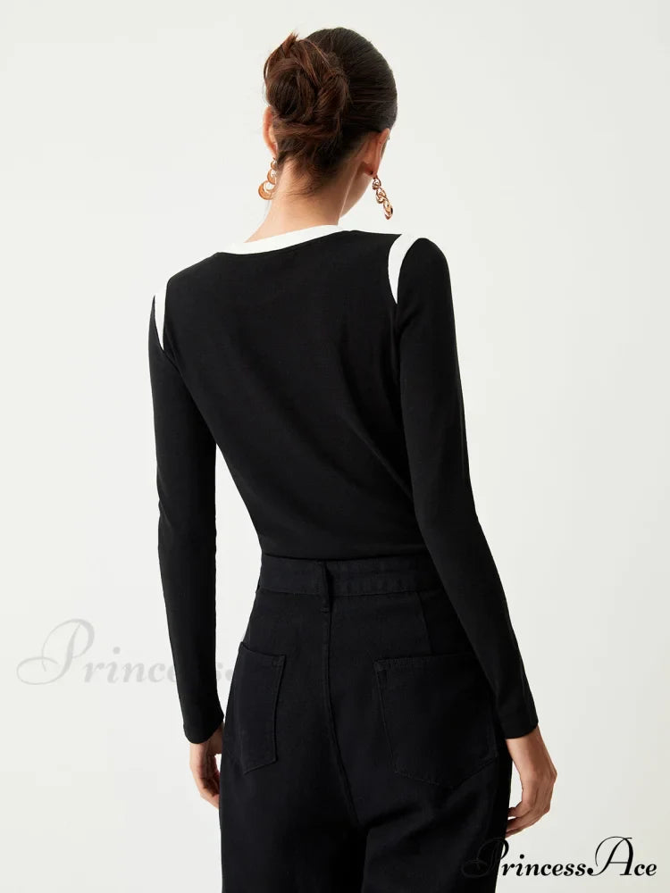 Contrast Trim Graceful Long Sleeve Shirt image 2