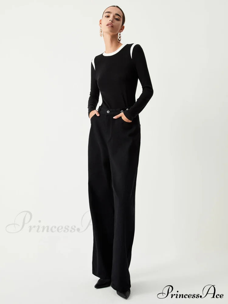 Contrast Trim Graceful Long Sleeve Shirt image 4