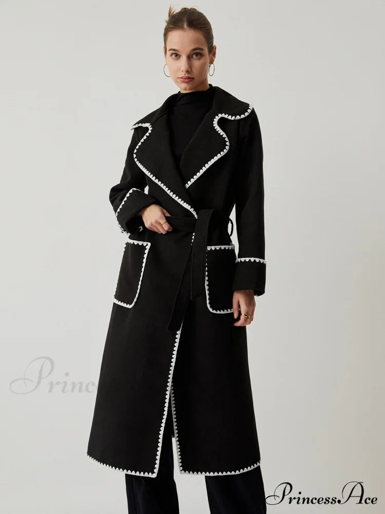 Contrast Trim Graceful Pocket Tweed Coat image 1
