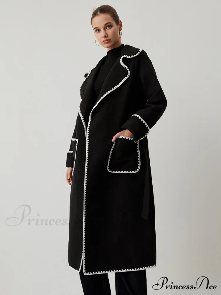 Contrast Trim Graceful Pocket Tweed Coat image 3