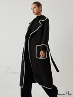 Contrast Trim Graceful Pocket Tweed Coat image 2