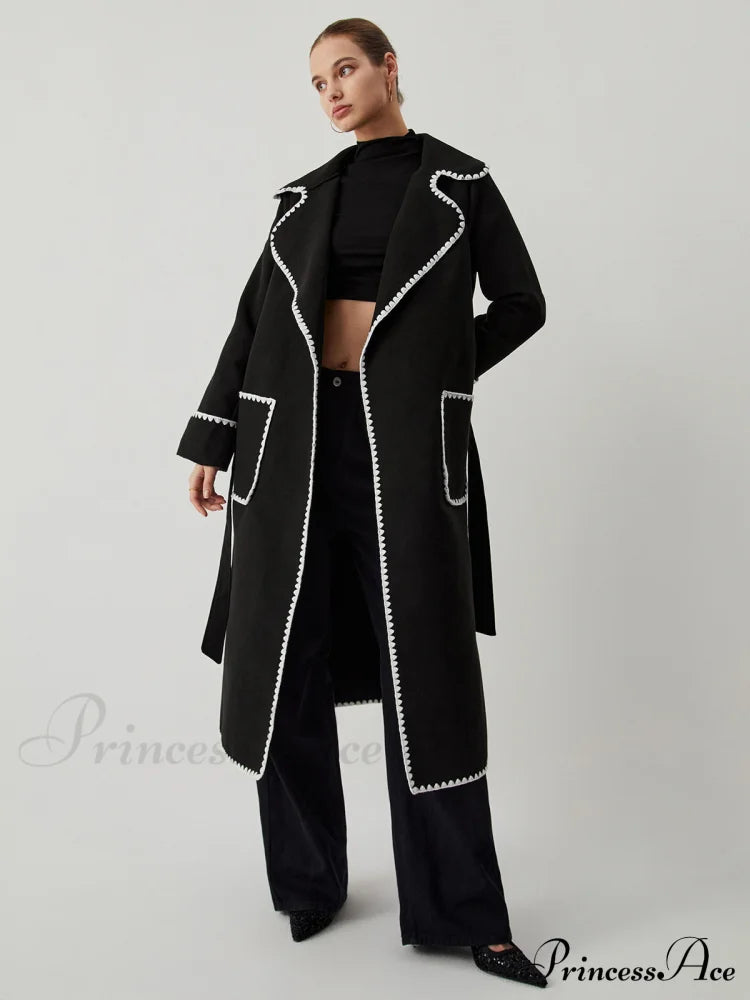 Contrast Trim Graceful Pocket Tweed Coat image 5