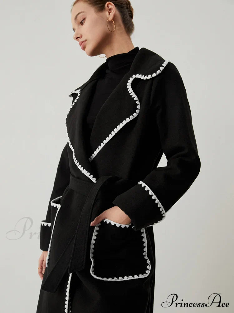 Contrast Trim Graceful Pocket Tweed Coat image 4