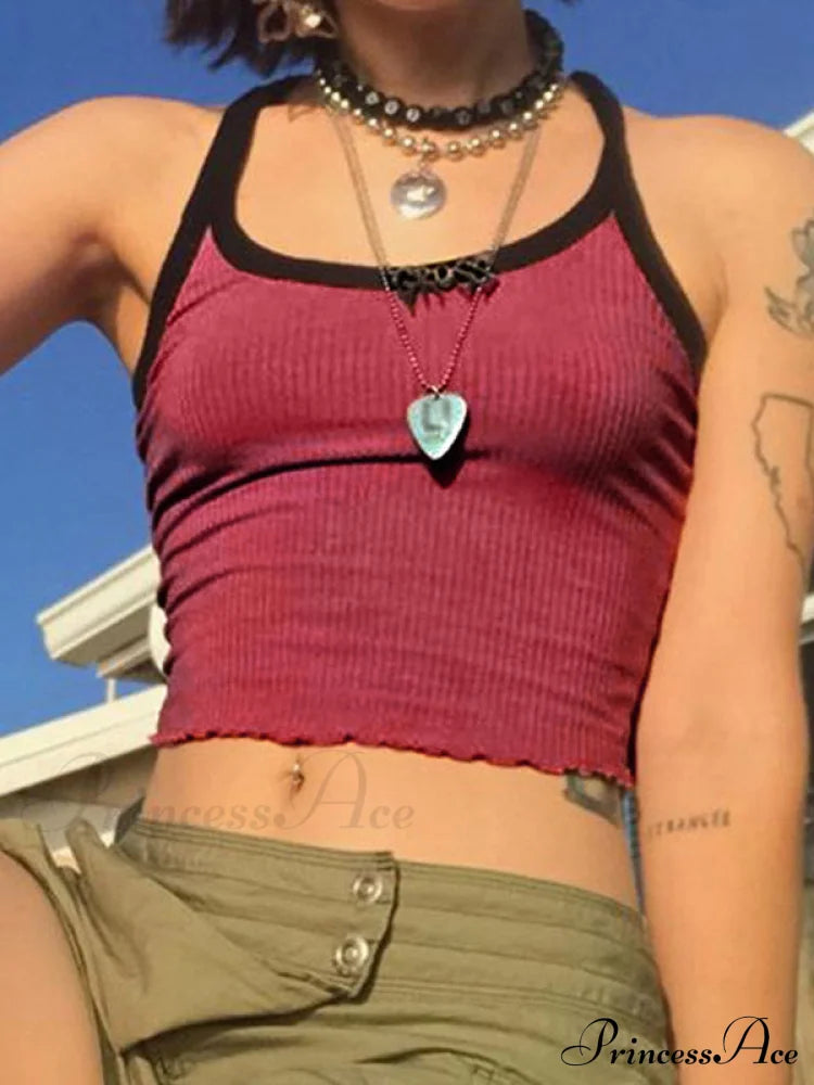 Classic Black and Red Dual-Tone Crop Top image 3