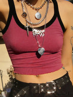 Classic Black and Red Dual-Tone Crop Top image 2