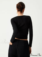 Contrast Trim Lace Trendy Long Sleeve Crop Top image 7