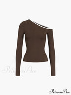 Contrast Trim Off Trendy Shoulder Long Sleeve Shirt image 9