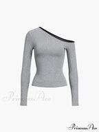 Contrast Trim Off Trendy Shoulder Long Sleeve Shirt image 11