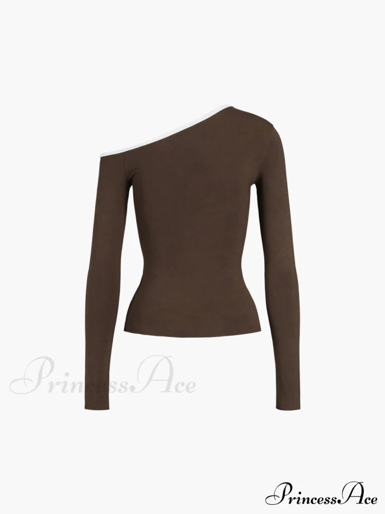 Contrast Trim Off Trendy Shoulder Long Sleeve Shirt image 10