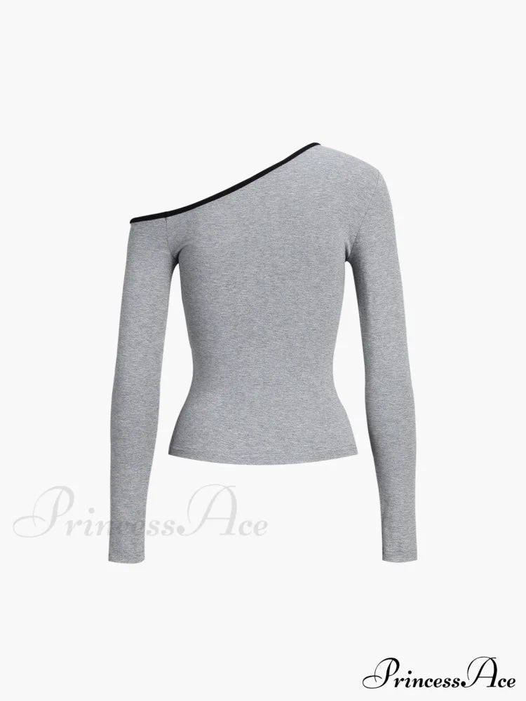 Contrast Trim Off Trendy Shoulder Long Sleeve Shirt image 12