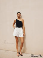 Contrast Trim One Trendy Shoulder Off Tank Top image 5