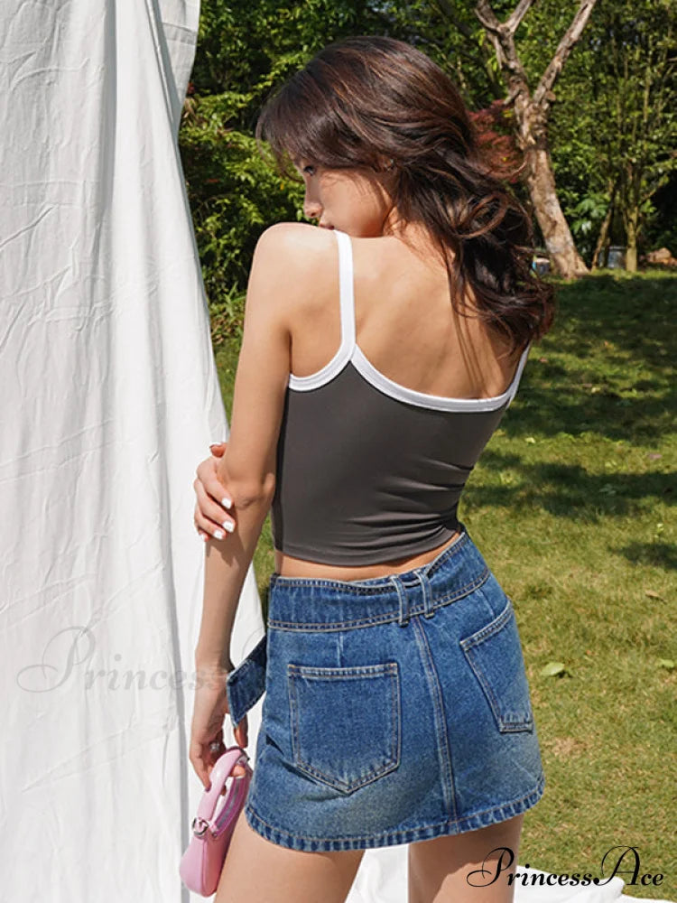 Contrast Trim Rib-Knit Trendy Crop Cami Top image 41