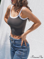 Contrast Trim Rib-Knit Trendy Crop Cami Top image 39