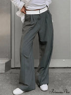 Contrast Waist Graceful Pleated Tailored Pants image 2