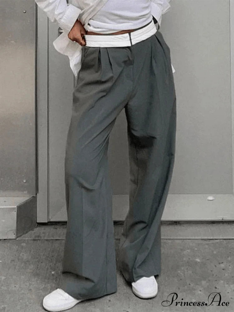 Contrast Waist Graceful Pleated Tailored Pants image 2