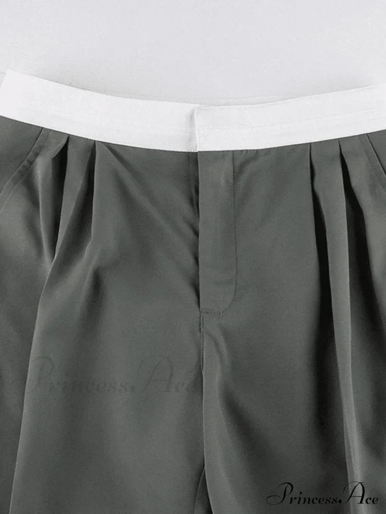 Contrast Waist Graceful Pleated Tailored Pants image 5