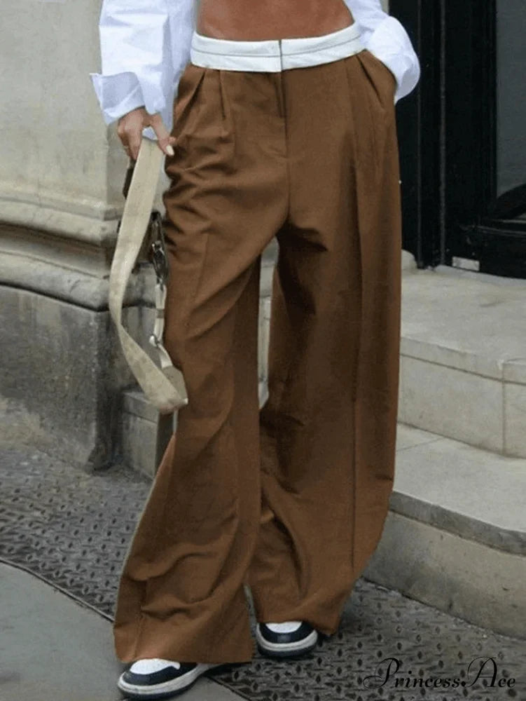 Contrast Waist Graceful Pleated Tailored Pants image 6