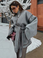 Contrasting Stitch Woolen Coat image 2