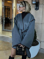 Contrasting Stitch Woolen Coat image 4