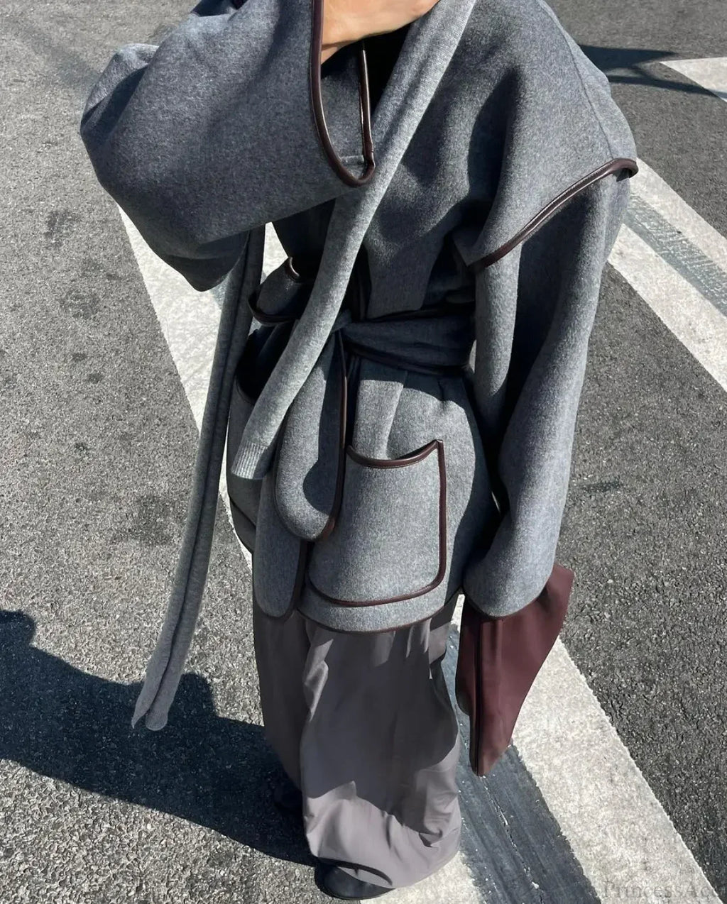 Contrasting Stitch Woolen Coat image 7