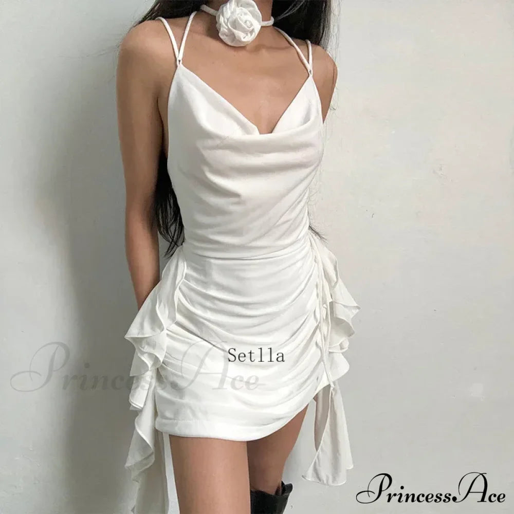 Coquette Ruffle Detail Sleeveless Halter Mini Dress image 6