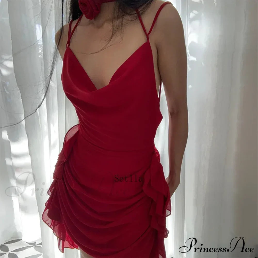Coquette Ruffle Detail Sleeveless Halter Mini Dress image 2