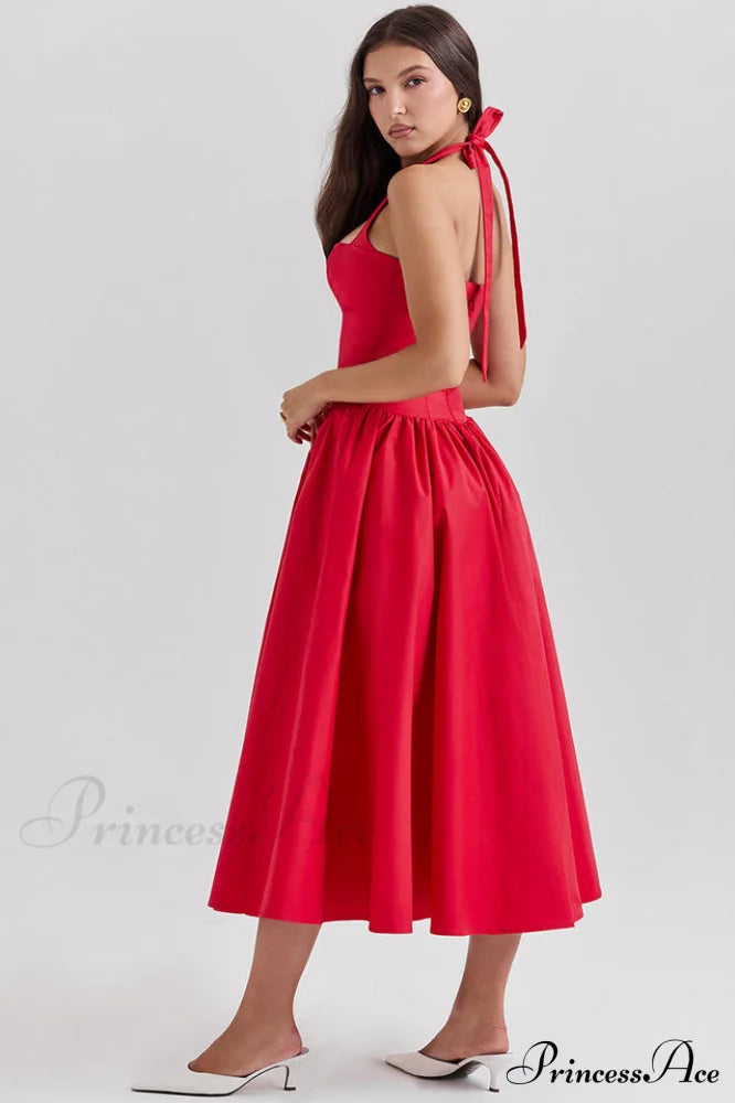Coquette Scarlet Stylish Halter Midi Dress image 5