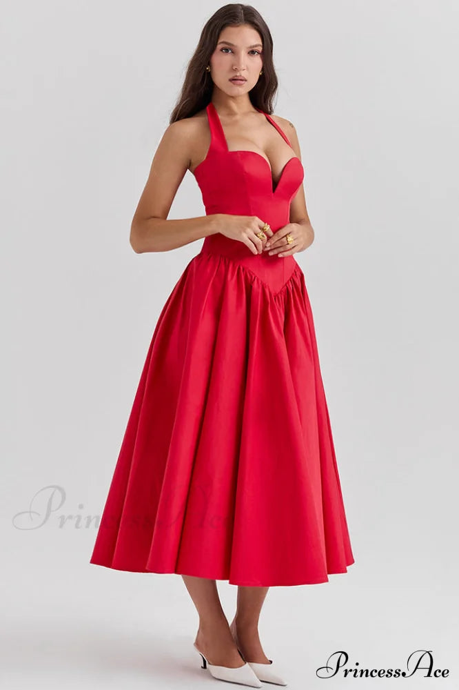 Coquette Scarlet Stylish Halter Midi Dress image 4