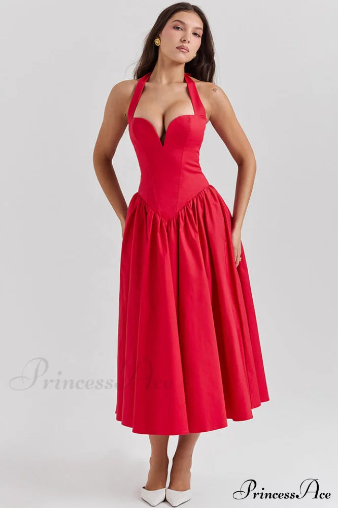 Coquette Scarlet Stylish Halter Midi Dress image 2