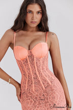 Cordelia Sorbet Lace Charming Godet Maxi Dress image 5