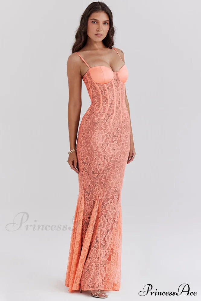 Cordelia Sorbet Lace Charming Godet Maxi Dress image 2