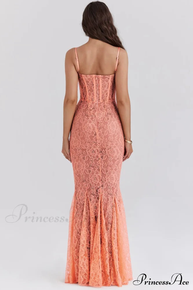 Cordelia Sorbet Lace Charming Godet Maxi Dress image 6