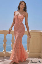 Cordelia Sorbet Lace Charming Godet Maxi Dress image 4