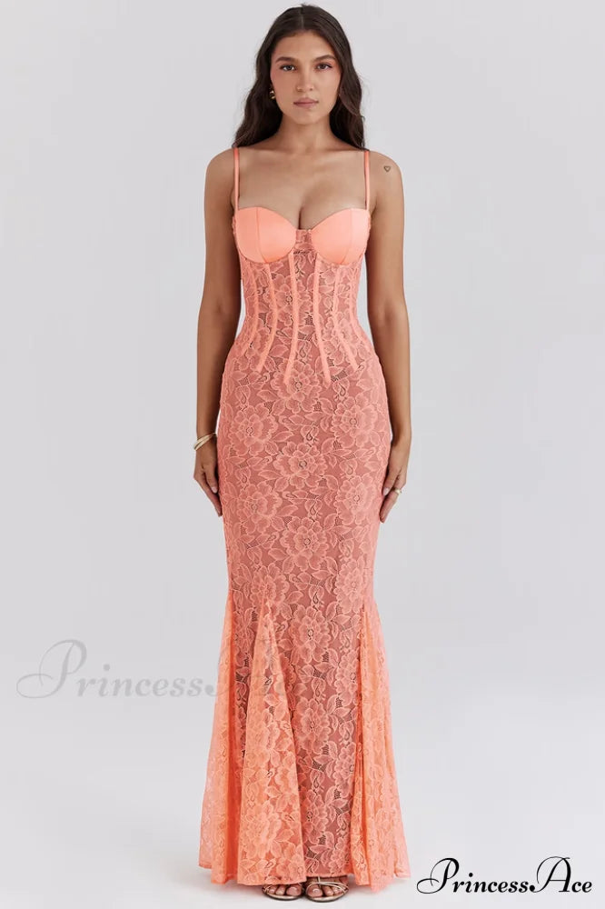 Cordelia Sorbet Lace Charming Godet Maxi Dress image 1