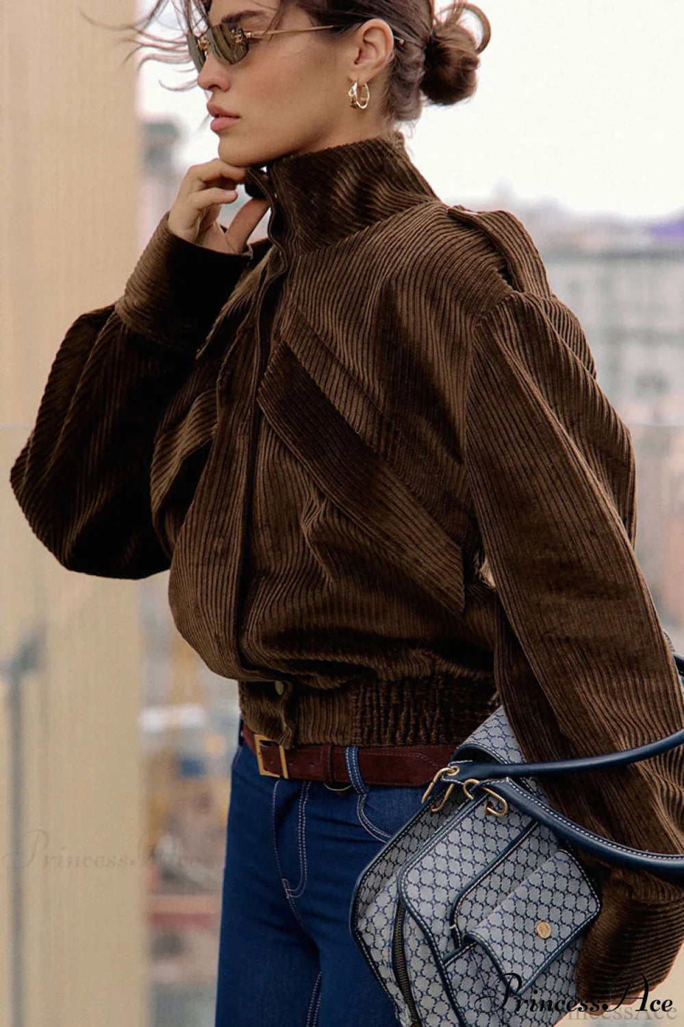 Corduroy Biker Style Elegant Casual Coat image 4