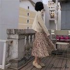 Corduroy High Waist Charming Floral Print Maxi Skirt image 14
