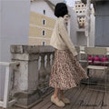 Corduroy High Waist Charming Floral Print Maxi Skirt image 6