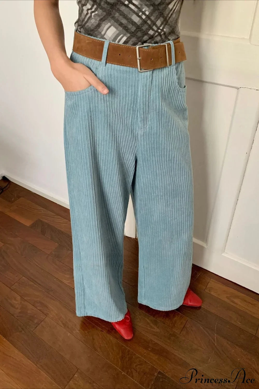 Corduroy High-Waist Wide-Leg Minimal Pants image 10