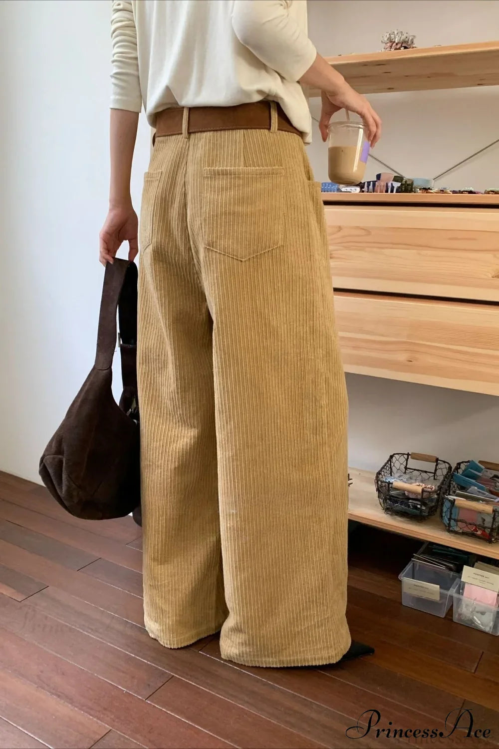 Corduroy High-Waist Wide-Leg Minimal Pants image 6